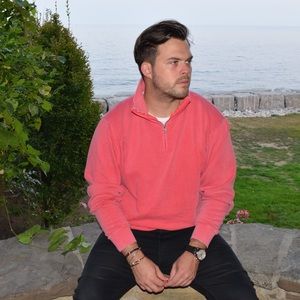 Vintage salmon quarter zip sweater